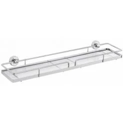 WENKO Etagère Salle De Bain, Tablette Salle De Bain Fixation Sans Perçage Power-Loc®, Sion, Plastique - Acier, 56x6x13 Cm, Brillant - Chromé