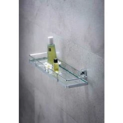 WENKO Etagère Salle De Bain, Tablette Salle De Bain Fixation Sans Perçage Power-Loc®, Sion, Plastique - Acier, 56x6x13 Cm, Brillant - Chromé -WENKO Soldes 6578139 4