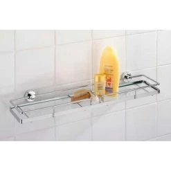 WENKO Etagère Salle De Bain, Tablette Salle De Bain Fixation Sans Perçage Power-Loc®, Sion, Plastique - Acier, 56x6x13 Cm, Brillant - Chromé -WENKO Soldes 6578139 5