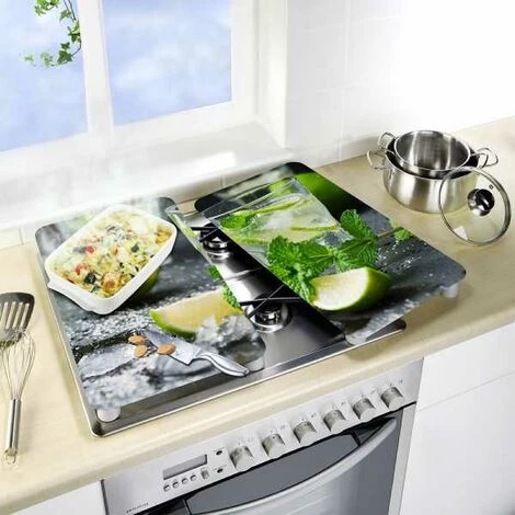 WENKO Protection Plaque De Cuisson, Couvre Plaque De Cuisson En Verre "Mojito", Lot De 2, Verre Trempé, 30x52 Cm, Multicolore 7 WENKO Protection Plaque De Cuisson, Couvre Plaque De Cuisson En Verre "Mojito", Lot De 2, Verre Trempé, 30x52 Cm, Multicolore – Image 5