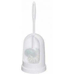 WENKO Brosse WC Standard - Brosse Double, Excellent Rapport Qualité/Prix, Plastique, Ø 12x39 Cm, Blanc - Blanc