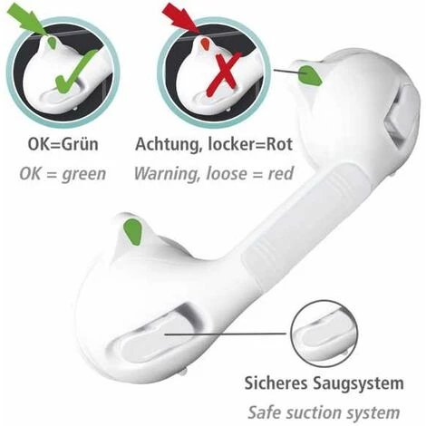 WENKO Poignée Baignoire De Sécurité Secura, Barre D'appui Salle De Bain, Fixation Sans Perçage Ventouse, Plastique, 29x11,5x8,5 Cm, Blanc - Blanc 4 WENKO Poignée Baignoire De Sécurité Secura, Barre D'appui Salle De Bain, Fixation Sans Perçage Ventouse, Plastique, 29x11,5x8,5 Cm, Blanc - Blanc – Image 2