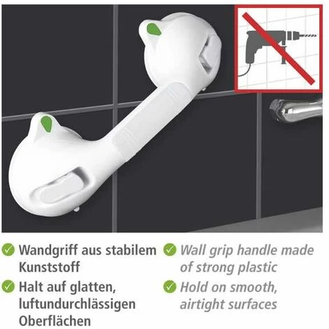 WENKO Poignée Baignoire De Sécurité Secura, Barre D'appui Salle De Bain, Fixation Sans Perçage Ventouse, Plastique, 29x11,5x8,5 Cm, Blanc - Blanc 5 WENKO Poignée Baignoire De Sécurité Secura, Barre D'appui Salle De Bain, Fixation Sans Perçage Ventouse, Plastique, 29x11,5x8,5 Cm, Blanc - Blanc – Image 3