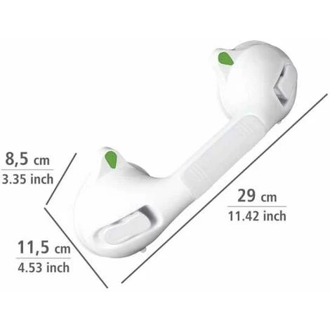 WENKO Poignée Baignoire De Sécurité Secura, Barre D'appui Salle De Bain, Fixation Sans Perçage Ventouse, Plastique, 29x11,5x8,5 Cm, Blanc - Blanc 6 WENKO Poignée Baignoire De Sécurité Secura, Barre D'appui Salle De Bain, Fixation Sans Perçage Ventouse, Plastique, 29x11,5x8,5 Cm, Blanc - Blanc – Image 4