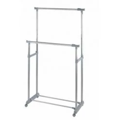 WENKO Portant Vêtements Double, Portant Vêtement Sur Roulettes, Twin Bars