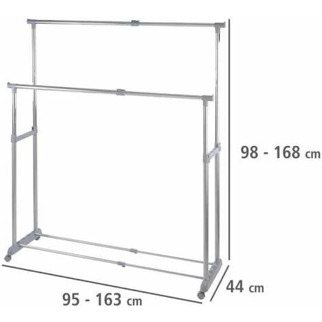 WENKO Portant Vêtements Double, Portant Vêtement Sur Roulettes, Twin Bars 6 WENKO Portant Vêtements Double, Portant Vêtement Sur Roulettes, Twin Bars – Image 4