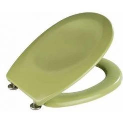 WENKO Abattant WC Bergamo Vert, Abattant WC Avec Fixation En Acier Inox Réglable, Antibactérien, Duroplast, 35 X 44.4 Cm, Vert - Vert - Vert Mousse -WENKO Soldes 6578172 3