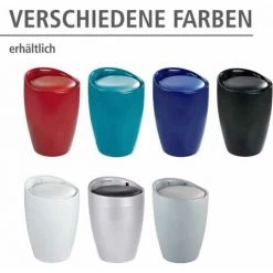 WENKO Tabouret Panier à Linge, Coffre à Linge Et Tabouret Salle De Bain Candy, Coussin Amovible, Plastique, 20 Litres, Ø 36x50,5 Cm, Gris - Gris -WENKO Soldes 6578173 4