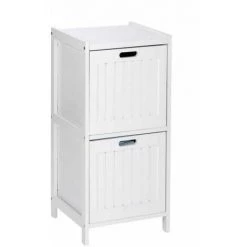 WENKO Meuble Salle De Bain Bois Oslo Avec 2 Tiroirs De Rangement, Bois, 36x76x36 Cm, Marron