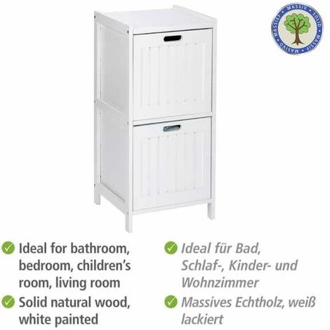 WENKO Meuble Salle De Bain Bois Oslo Avec 2 Tiroirs De Rangement, Bois, 36x76x36 Cm, Marron 5 WENKO Meuble Salle De Bain Bois Oslo Avec 2 Tiroirs De Rangement, Bois, 36x76x36 Cm, Marron – Image 3