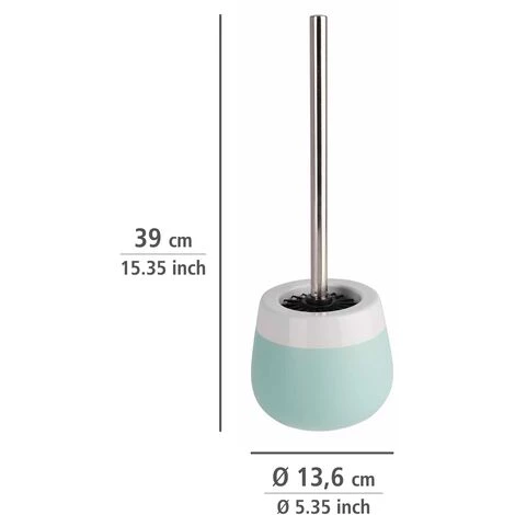 WENKO Porte Brosse WC Céramique Malta, Brosse WC Silicone Noire, Céramique, Ø 13,6x39 Cm, Vert Menthe/blanc 5 WENKO Porte Brosse WC Céramique Malta, Brosse WC Silicone Noire, Céramique, Ø 13,6x39 Cm, Vert Menthe/blanc – Image 3