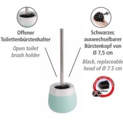WENKO Porte Brosse WC Céramique Malta, Brosse WC Silicone Noire, Céramique, Ø 13,6x39 Cm, Vert Menthe/blanc 10 WENKO Porte Brosse WC Céramique Malta, Brosse WC Silicone Noire, Céramique, Ø 13,6x39 Cm, Vert Menthe/blanc -WENKO Soldes 6578192 4