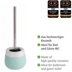 WENKO Porte Brosse WC Céramique Malta, Brosse WC Silicone Noire, Céramique, Ø 13,6x39 Cm, Vert Menthe/blanc 11 WENKO Porte Brosse WC Céramique Malta, Brosse WC Silicone Noire, Céramique, Ø 13,6x39 Cm, Vert Menthe/blanc -WENKO Soldes 6578192 5
