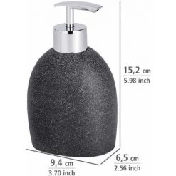 WENKO Distributeur Savon Liquide Puro, Effet Sable, Capacité 295 Ml, Polyrésine, 9,4x15,2x6,5 Cm, Anthracite - Gris - Anthracite 9 WENKO Distributeur Savon Liquide Puro, Effet Sable, Capacité 295 Ml, Polyrésine, 9,4x15,2x6,5 Cm, Anthracite - Gris - Anthracite -WENKO Soldes 6578196 3