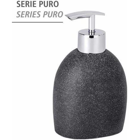 WENKO Distributeur Savon Liquide Puro, Effet Sable, Capacité 295 Ml, Polyrésine, 9,4x15,2x6,5 Cm, Anthracite - Gris - Anthracite 6 WENKO Distributeur Savon Liquide Puro, Effet Sable, Capacité 295 Ml, Polyrésine, 9,4x15,2x6,5 Cm, Anthracite - Gris - Anthracite – Image 4