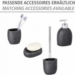 WENKO Distributeur Savon Liquide Puro, Effet Sable, Capacité 295 Ml, Polyrésine, 9,4x15,2x6,5 Cm, Anthracite - Gris - Anthracite 11 WENKO Distributeur Savon Liquide Puro, Effet Sable, Capacité 295 Ml, Polyrésine, 9,4x15,2x6,5 Cm, Anthracite - Gris - Anthracite -WENKO Soldes 6578196 5