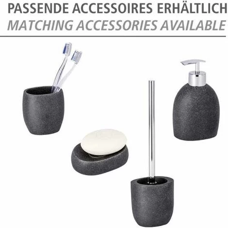 WENKO Distributeur Savon Liquide Puro, Effet Sable, Capacité 295 Ml, Polyrésine, 9,4x15,2x6,5 Cm, Anthracite - Gris - Anthracite 7 WENKO Distributeur Savon Liquide Puro, Effet Sable, Capacité 295 Ml, Polyrésine, 9,4x15,2x6,5 Cm, Anthracite - Gris - Anthracite – Image 5
