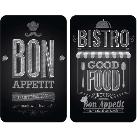 WENKO Protection Plaque De Cuisson, Couvre Plaque De Cuisson En Verre "Bon Appetit", Lot De 2, Verre Trempé, 30x52 Cm, Multicolore 3 WENKO Protection Plaque De Cuisson, Couvre Plaque De Cuisson En Verre "Bon Appetit", Lot De 2, Verre Trempé, 30x52 Cm, Multicolore