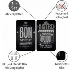 WENKO Protection Plaque De Cuisson, Couvre Plaque De Cuisson En Verre "Bon Appetit", Lot De 2, Verre Trempé, 30x52 Cm, Multicolore 8 WENKO Protection Plaque De Cuisson, Couvre Plaque De Cuisson En Verre "Bon Appetit", Lot De 2, Verre Trempé, 30x52 Cm, Multicolore -WENKO Soldes 6578206 2