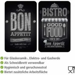 WENKO Protection Plaque De Cuisson, Couvre Plaque De Cuisson En Verre "Bon Appetit", Lot De 2, Verre Trempé, 30x52 Cm, Multicolore 9 WENKO Protection Plaque De Cuisson, Couvre Plaque De Cuisson En Verre "Bon Appetit", Lot De 2, Verre Trempé, 30x52 Cm, Multicolore -WENKO Soldes 6578206 3