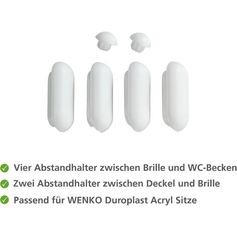 WENKO Patin Abattant WC, Pièce Détachée Pour Abattant WC En Duroplast Acrylique, 4 Patins Pour La Cuvette WC Et 2 Patins Pour Le Couvercle WC, Plastique, 2x1,3x4,6 Cm, Blanc - Blanc 4 WENKO Patin Abattant WC, Pièce Détachée Pour Abattant WC En Duroplast Acrylique, 4 Patins Pour La Cuvette WC Et 2 Patins Pour Le Couvercle WC, Plastique, 2x1,3x4,6 Cm, Blanc - Blanc – Image 2