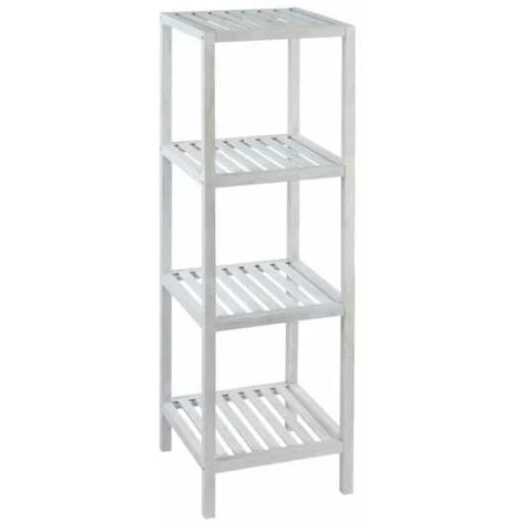 WENKO Étagère Salle De Bain Bois, Norway, 4 Niveaux De Rangement, Bois Naturel Noyer, 36x112x36 Cm, Blanc 3 WENKO Étagère Salle De Bain Bois, Norway, 4 Niveaux De Rangement, Bois Naturel Noyer, 36x112x36 Cm, Blanc
