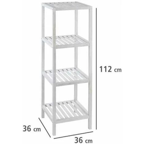 WENKO Étagère Salle De Bain Bois, Norway, 4 Niveaux De Rangement, Bois Naturel Noyer, 36x112x36 Cm, Blanc 7 WENKO Étagère Salle De Bain Bois, Norway, 4 Niveaux De Rangement, Bois Naturel Noyer, 36x112x36 Cm, Blanc – Image 5