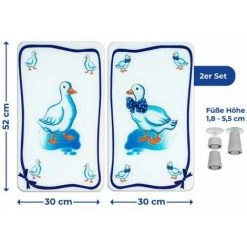 WENKO Protection Plaque De Cuisson, Couvre Plaque De Cuisson En Verre "Oies", Lot De 2, Verre Trempé, 30x52 Cm, Multicolore -WENKO Soldes 6578225 4
