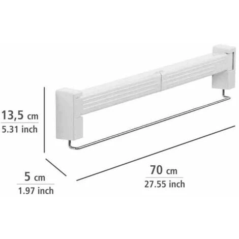 WENKO Séchoir Linge Mural Butterfly, étendoir Mural Pliable Gain De Place, Usage Intérieur, Longueur étendage 3,5m, Acier Chromé, 70x36x10,5 Cm, Brillant - Blanc 6 WENKO Séchoir Linge Mural Butterfly, étendoir Mural Pliable Gain De Place, Usage Intérieur, Longueur étendage 3,5m, Acier Chromé, 70x36x10,5 Cm, Brillant - Blanc – Image 4
