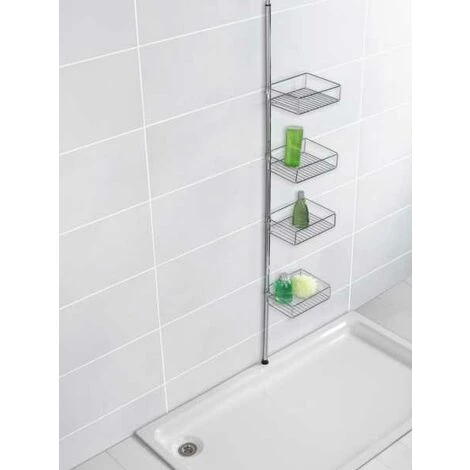WENKO Étagère Salle De Bain Télescopique Domaso, 4 Paniers De Douche, Fixation Sans Perçage, Fixation Par Torsion Et Réglable En Hauteur, Acier Inoxydable, 25x65-275x20 Cm, Brillant 7 WENKO Étagère Salle De Bain Télescopique Domaso, 4 Paniers De Douche, Fixation Sans Perçage, Fixation Par Torsion Et Réglable En Hauteur, Acier Inoxydable, 25x65-275x20 Cm, Brillant – Image 5