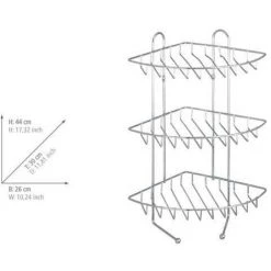 WENKO Etagère D'angle De Douche, 3 Paniers De Douche D'angle Et 2 Crochets Suspensions, Fixation Murale, Acier, 30x44x27 Cm, Brillant - Chromé 9 WENKO Etagère D'angle De Douche, 3 Paniers De Douche D'angle Et 2 Crochets Suspensions, Fixation Murale, Acier, 30x44x27 Cm, Brillant - Chromé -WENKO Soldes 6578253 4