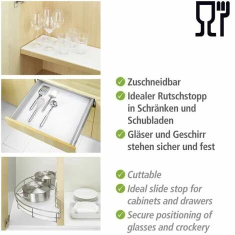 WENKO Tapis Fond De Tiroir Avec Picots, Tapis Antidérapant Tiroir, Protection Tiroir Cuisine, Découpable, Plastique, 150x50 Cm, Blanc 4 WENKO Tapis Fond De Tiroir Avec Picots, Tapis Antidérapant Tiroir, Protection Tiroir Cuisine, Découpable, Plastique, 150x50 Cm, Blanc – Image 2