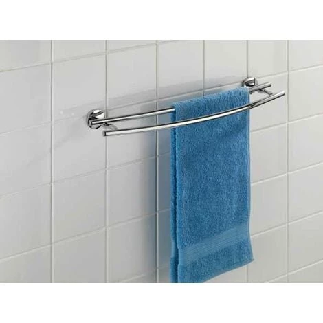 WENKO Porte Serviette Salle De Bain Mural, 2 Barres Porte Serviette Murale, Duo Cuba, Zinc, 58x5x14 Cm, Brillant 5 WENKO Porte Serviette Salle De Bain Mural, 2 Barres Porte Serviette Murale, Duo Cuba, Zinc, 58x5x14 Cm, Brillant – Image 3
