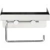 WENKO Porte Papier Toilette Mural Sans Perçage Avec Grande Tablette De Rangement, Acier Inox, 16x12,5x11,5 Cm, Brillant - Brillant 2 WENKO Porte Papier Toilette Mural Sans Perçage Avec Grande Tablette De Rangement, Acier Inox, 16x12,5x11,5 Cm, Brillant - Brillant -WENKO Soldes 6578276 1