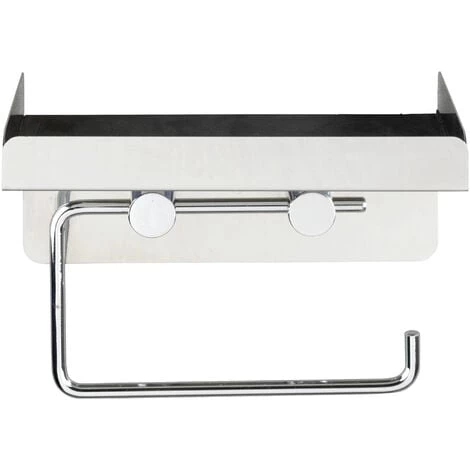 WENKO Porte Papier Toilette Mural Sans Perçage Avec Grande Tablette De Rangement, Acier Inox, 16x12,5x11,5 Cm, Brillant - Brillant 3 WENKO Porte Papier Toilette Mural Sans Perçage Avec Grande Tablette De Rangement, Acier Inox, 16x12,5x11,5 Cm, Brillant - Brillant