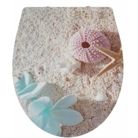 WENKO Abattant WC Avec Frein De Chute, Abattant WC Original, "Bora Bora", Fixation Inox, Duroplast Antibactérien, 38 X 45 Cm, Multicolore - Multicolore 3 WENKO Abattant WC Avec Frein De Chute, Abattant WC Original, "Bora Bora", Fixation Inox, Duroplast Antibactérien, 38 X 45 Cm, Multicolore - Multicolore