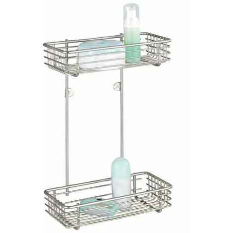 WENKO Etagère Murale D'angle De Douche, Milano, 2 Paniers D'angle De Douche, Fixation Murale, Acier, 25x37x12 Cm, Mat - Mat 4 WENKO Etagère Murale D'angle De Douche, Milano, 2 Paniers D'angle De Douche, Fixation Murale, Acier, 25x37x12 Cm, Mat - Mat – Image 2