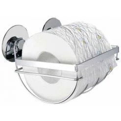 WENKO Porte Papier Toilette Mural, Support Papier Toilette Fixation Sans Perçage TurboFix, Acier Inox, 11x15,5x13 Cm, Brillant - Argent