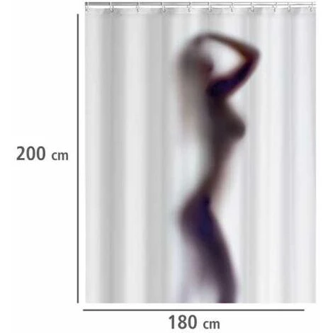 WENKO Rideau De Douche Antimoisissure Silhouette, Rideau De Douche Original, Lavable En Machine Et Waterproof, 12 Anneaux Rideau De Douche En Plastique Blanc Inclus, Polyester, 180x200 Cm, Multicolore - Multicolore 7 WENKO Rideau De Douche Antimoisissure Silhouette, Rideau De Douche Original, Lavable En Machine Et Waterproof, 12 Anneaux Rideau De Douche En Plastique Blanc Inclus, Polyester, 180x200 Cm, Multicolore - Multicolore – Image 5