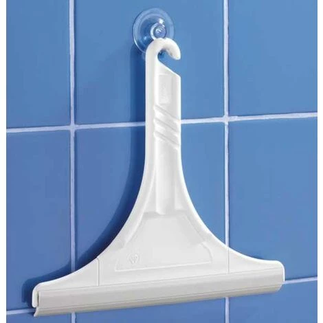 WENKO Raclette Salle De Bain, Raclette De Douche, Manche Design Crochet Pour Suspendre La Raclette De Douche, Plastique, 24,5x23,5 Cm, Blanc - Blanc 6 WENKO Raclette Salle De Bain, Raclette De Douche, Manche Design Crochet Pour Suspendre La Raclette De Douche, Plastique, 24,5x23,5 Cm, Blanc - Blanc – Image 4