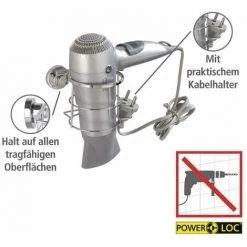 WENKO Porte Sèche Cheveux Mural, Support Sèche Cheveux Sans Perçage Power-Loc®, Bovino, Acier Inox, 13x8,5x11,5 Cm, Brillant - Brillant 10 WENKO Porte Sèche Cheveux Mural, Support Sèche Cheveux Sans Perçage Power-Loc®, Bovino, Acier Inox, 13x8,5x11,5 Cm, Brillant - Brillant -WENKO Soldes 6578320 4