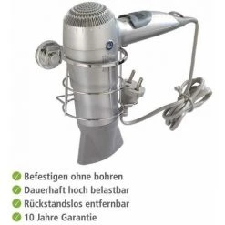 WENKO Porte Sèche Cheveux Mural, Support Sèche Cheveux Sans Perçage Power-Loc®, Bovino, Acier Inox, 13x8,5x11,5 Cm, Brillant - Brillant 11 WENKO Porte Sèche Cheveux Mural, Support Sèche Cheveux Sans Perçage Power-Loc®, Bovino, Acier Inox, 13x8,5x11,5 Cm, Brillant - Brillant -WENKO Soldes 6578320 5