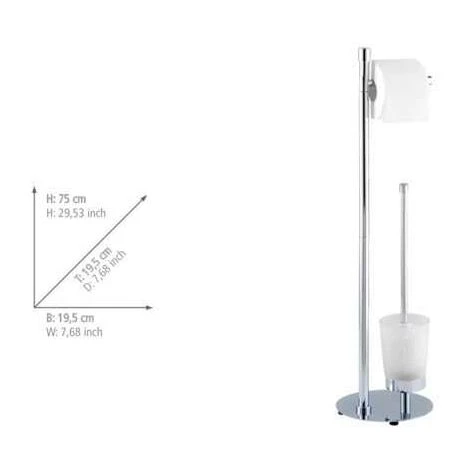 WENKO Serviteur WC, Distributeur Papier Toilette Et Brosse WC, Roma, Acier Chromé - Verre, ø19,5x75 Cm, Brillant - Chromé 5 WENKO Serviteur WC, Distributeur Papier Toilette Et Brosse WC, Roma, Acier Chromé - Verre, ø19,5x75 Cm, Brillant - Chromé – Image 3