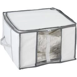 WENKO Housse Rangement Sous Vide Avec Boîte De Rangement, Soft Box S, 75% D'économie De Place, Protège Les Textiles De L'humidité Et Des Mites, Plastique, 40x25x42cm, Blanc - Transparent - Blanc