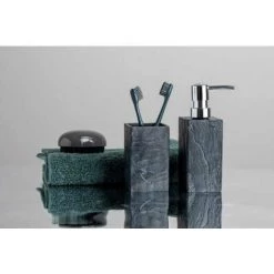 WENKO Gobelet Salle De Bain, Porte Brosse à Dent, Slate Rock Effet Ardoise, Polyrésine, 6x10,5x6 Cm, Gris - Gris - Anthracite -WENKO Soldes 6578328 5