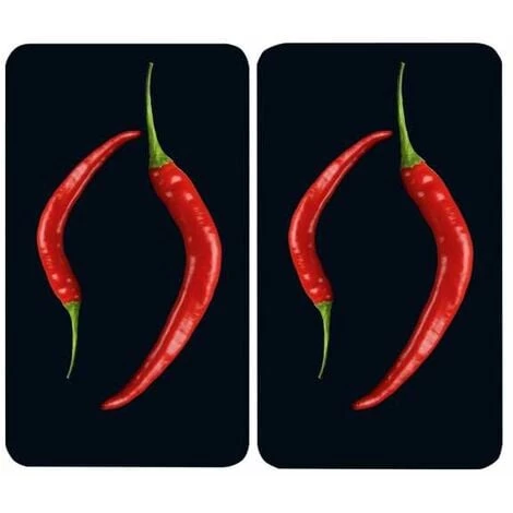 WENKO Protection Plaque De Cuisson, Couvre Plaque De Cuisson En Verre "Duo Peperoni", Lot De 2, Verre Trempé, 30x52 Cm, Multicolore 3 WENKO Protection Plaque De Cuisson, Couvre Plaque De Cuisson En Verre "Duo Peperoni", Lot De 2, Verre Trempé, 30x52 Cm, Multicolore