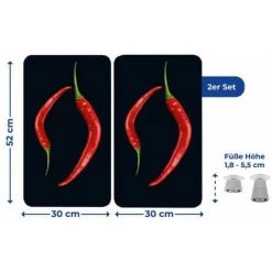 WENKO Protection Plaque De Cuisson, Couvre Plaque De Cuisson En Verre "Duo Peperoni", Lot De 2, Verre Trempé, 30x52 Cm, Multicolore 9 WENKO Protection Plaque De Cuisson, Couvre Plaque De Cuisson En Verre "Duo Peperoni", Lot De 2, Verre Trempé, 30x52 Cm, Multicolore -WENKO Soldes 6578329 4