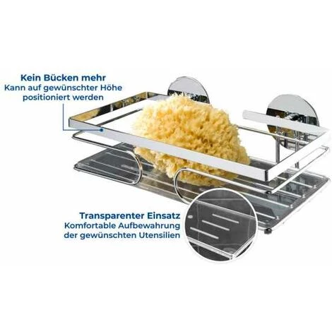 WENKO Etagère Murale Salle De Bain Osimo, Panier De Douche Fixation Murale Sans Perçage Turbo Fix, Acier Inox, 24x6,5x13 Cm, Brillant - Brillant 6 WENKO Etagère Murale Salle De Bain Osimo, Panier De Douche Fixation Murale Sans Perçage Turbo Fix, Acier Inox, 24x6,5x13 Cm, Brillant - Brillant – Image 4