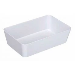 WENKO Boite De Rangement Salle De Bain Candy, Bac De Rangement Salle De Bain, Large, Plastique, 22x14x6 Cm, Blanc