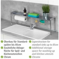 WENKO Etagère Inox Cuisine Exquisit, Organiseur évier Cuisine Porte Sopalin Et Panier De Rangement, Métal, 93x30x21,5 Cm, Chromé 9 WENKO Etagère Inox Cuisine Exquisit, Organiseur évier Cuisine Porte Sopalin Et Panier De Rangement, Métal, 93x30x21,5 Cm, Chromé -WENKO Soldes 6578355 3